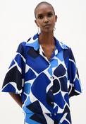 Joseph Ribkoff Geometric Print Button-Down Blouse, Blue Multi image