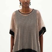 Joseph Ribkoff Mesh Trapeze Top, Beige and Black