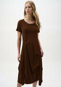 Joseph Ribkoff Silky Knit Trapeze Midi Dress, Mahogany Brown image