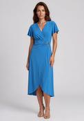 Joseph Ribkoff Silky Knit with Ruffled Sleeved Dress, Blue image