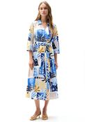 Joseph Ribkoff Tropical Print A-Line Wrap Midi Dress, White Multi image