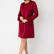 Joseph Ribkoff Satin Fringed Cuff Shirt Dress, Red image