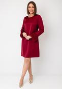 Joseph Ribkoff Satin Fringed Cuff Shirt Dress, Red image