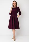 Joseph Ribkoff Button Collar Flared Dress, Wine image