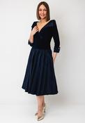 Joseph Ribkoff Taffeta V Collar Flared Dress, Navy image