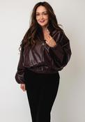 Joseph Ribkoff Leatherette Mock-Neck Jacket, Burgundy image