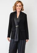 Joseph Ribkoff Neck Detail with Gold Buckle Blazer, Black image