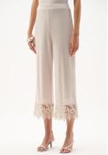 Joseph Ribkoff Silky Knit Culotte with Lace Hem Trousers, Taupe image