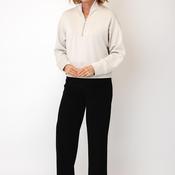 Joseph Ribkoff Half-Zip Relaxed Fleece, Light Beige