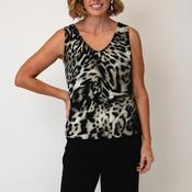 Joseph Ribkoff Animal Print V Neck Top, Beige &amp; Black