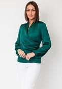 Joseph Ribkoff Satin Wrap Blouse, Green image