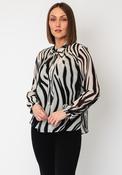 Joseph Ribkoff Zebra Print Tie Neck Blouse, Black image