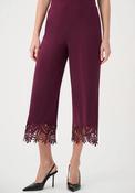 Joseph Ribkoff Lace Hem Culotte Trousers, Wine image