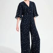Joseph Ribkoff Polka Chiffon Dot Wide Leg Jumpsuit, Navy