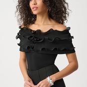 Joseph Ribkoff Silky Ruffle Off Shoulder Top, Black