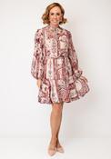 Jovonna Paisley Print with Pearl Detail Midi Dress, Pink Multi image