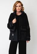 Jovonna Mixed Material Coat, Black image