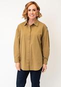 Jovonna Claudia Button Up with Contrast Detail Shirt, Khaki Beige image