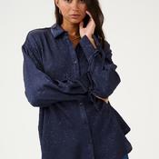 KAFFE Lauren Jacquard Tie Sleeve Blouse, Navy image