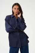KAFFE Lauren Jacquard Tie Sleeve Blouse, Navy image