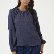 Kaffe Lauren Lace Effect Blouse, Navy