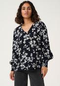 Kaffe Alice Floral V Neck Blouse, Navy image