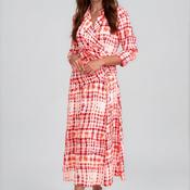 Kameya Printed Drawstring Waist Dress, White &amp; Orange image