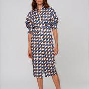 Kameya Ciricle Print A-line Midi Shirt Dress, Indigo