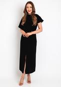 Kameya Faux Leather Banded Waist Maxi Dress, Black image