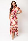 Kameya Floral Print Contrast Bodice Dress, Pink image