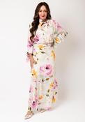 Kameya Floral Chiffon Neck Tie Long Dress, Cream image