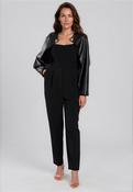 Kameya Faux leather Cape Sleeve Jumpsuit, Black image
