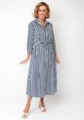 Kate &amp; Pippa Button-Down Striped Shirt Dress, Navy and White image