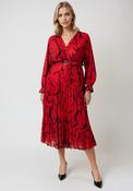 Kate and Pippa Abstract Print Belted Pleated Dress, Red image