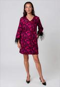 Kate and Pippa Abstract Print Feather Cuff Mini Dress, Pink image