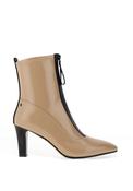 Kate Appleby Parkhill Faux Patent Zip Front Heeled Boots, Warm Beige image