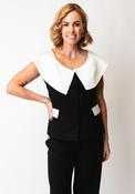 Kate Cooper Off The Shoulder Tailored Top, Black &amp; White image