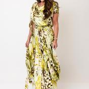 Kevan Jon Elodie Printed Asymmetric Dress, Lime Green