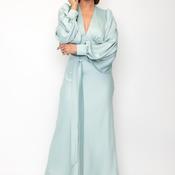 Kevan Jon Francis Plunge Neck Midi Dress, Dusty Blue image