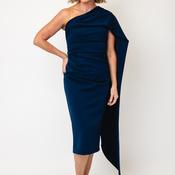 Kevan Jon Sleeveless with Cape Midi Dress, Navy image