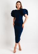 Kevan Jon Sophie Puffed Sleeve Midi Occasion Dress, Navy image