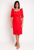 Laura Bernal Square Neck Knee Length Dress, Red image