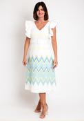 Laura Bernal Frill Sleeve Textured Midi Dress, White image