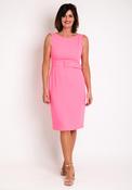 Laura Bernal Round Neck Pencil Midi Dress, Hot Pink image