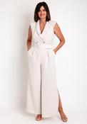 Laura Bernal Single Breasted Wide Leg Jumpsuit, Beige image