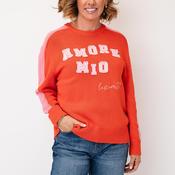 Le Comte Embroidered Print Knitted Sweatshirt, Orange Multi