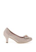 Le Babe Cluster Bow Low Heel Court Shoes, Stone image