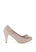 Le Babe Metallic Cluster Bow Shimmer Heeled Shoes, Pearl image