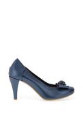 Le Babe Metallic Cluster Bow Shimmer Heeled Shoes, Navy Blue image