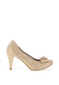 Le Babe Metallic Cluster Bow Shimmer Heeled Shoes, Gold image
